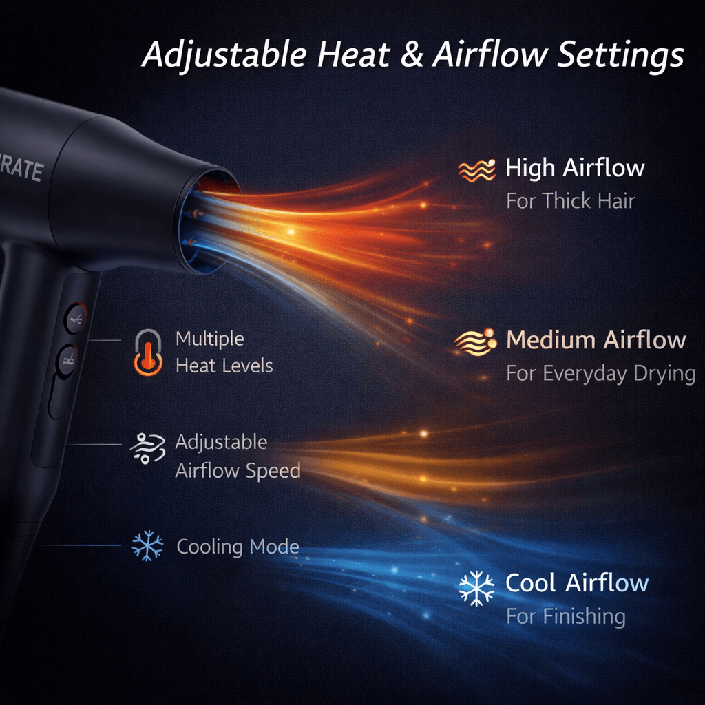 SHRATE Hair Dryer - Adjustable Heat and Airflow Settings